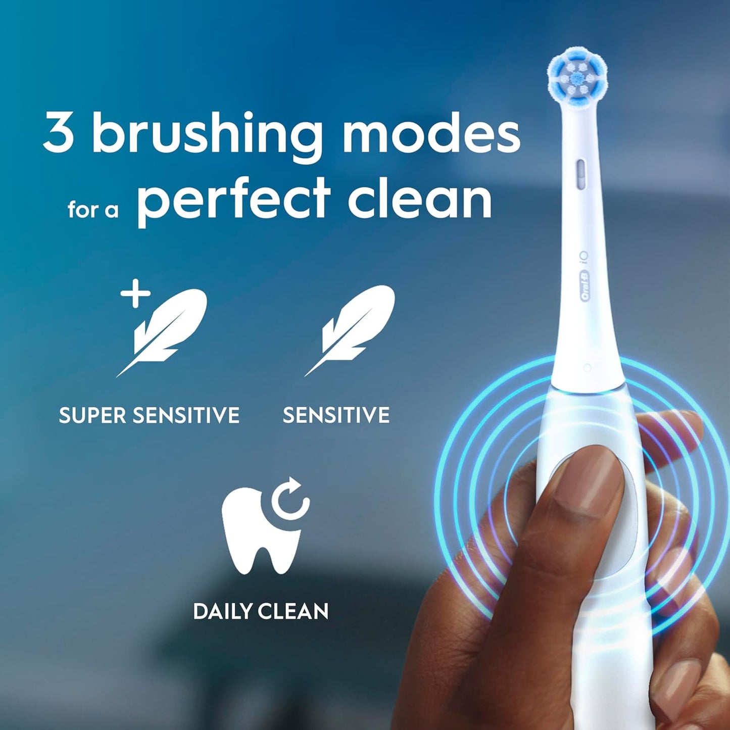 Io2 Electric Toothbrush, 1 Gentle Care Toothbrush Head, 1 Travel Case, 1 Travel Refill Holder, Toothbrush for Adults (Simple White), Designed by Braun, 2 Pin UK Plug