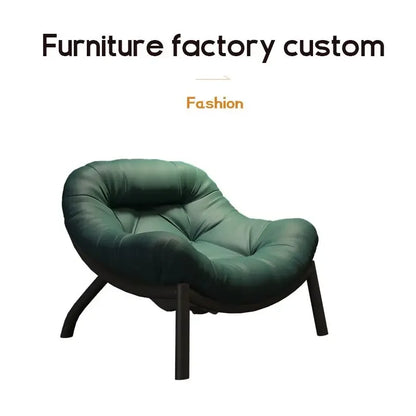 Lazy Cowhide High Rebound Sofa Chair Single Person Light Luxury Lazy Sofa Chair Italian Minimalist Living Room Leisure Chair