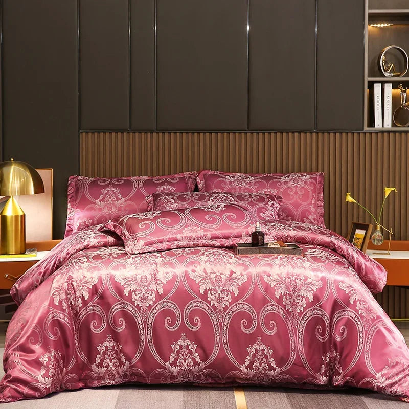3Pcs Duvet Cover and Pillow Case Set No Filling,European Light Luxury Type Skin-Friendly Soft Fabric,For Family Bedroom Bedding