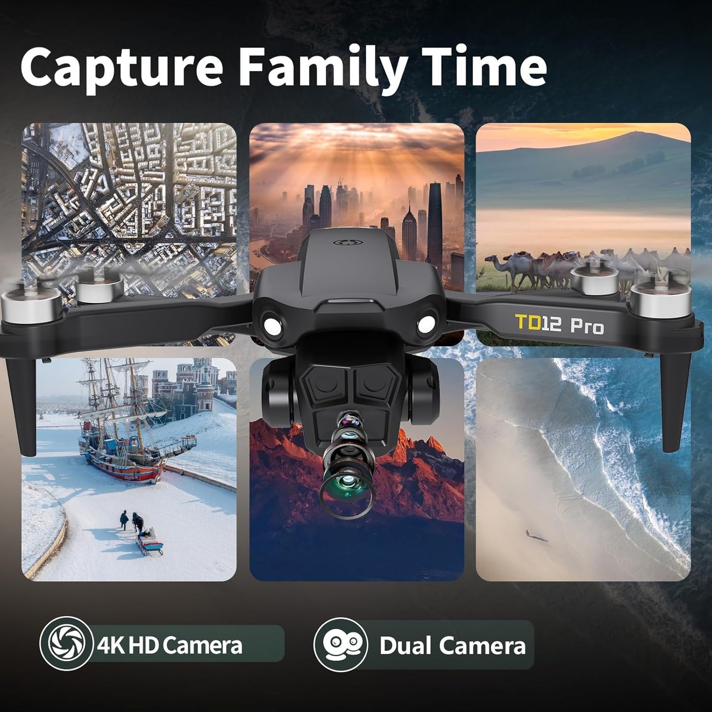 Drone for Beginners, Drone with Camera 4K Foldable Mini Drones with Optical Flow Positioning, Headless Mode, One-Key Takeoff/Landing, Brushless Motor Drones for Adults, TD12PRO