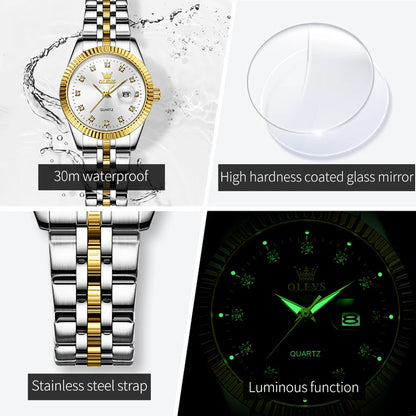 5526 Classic Luxury Women'S Quartz Wristwatch Stainless Steel Waterproof Auto Date Diamond Scale Original Women'S Watches