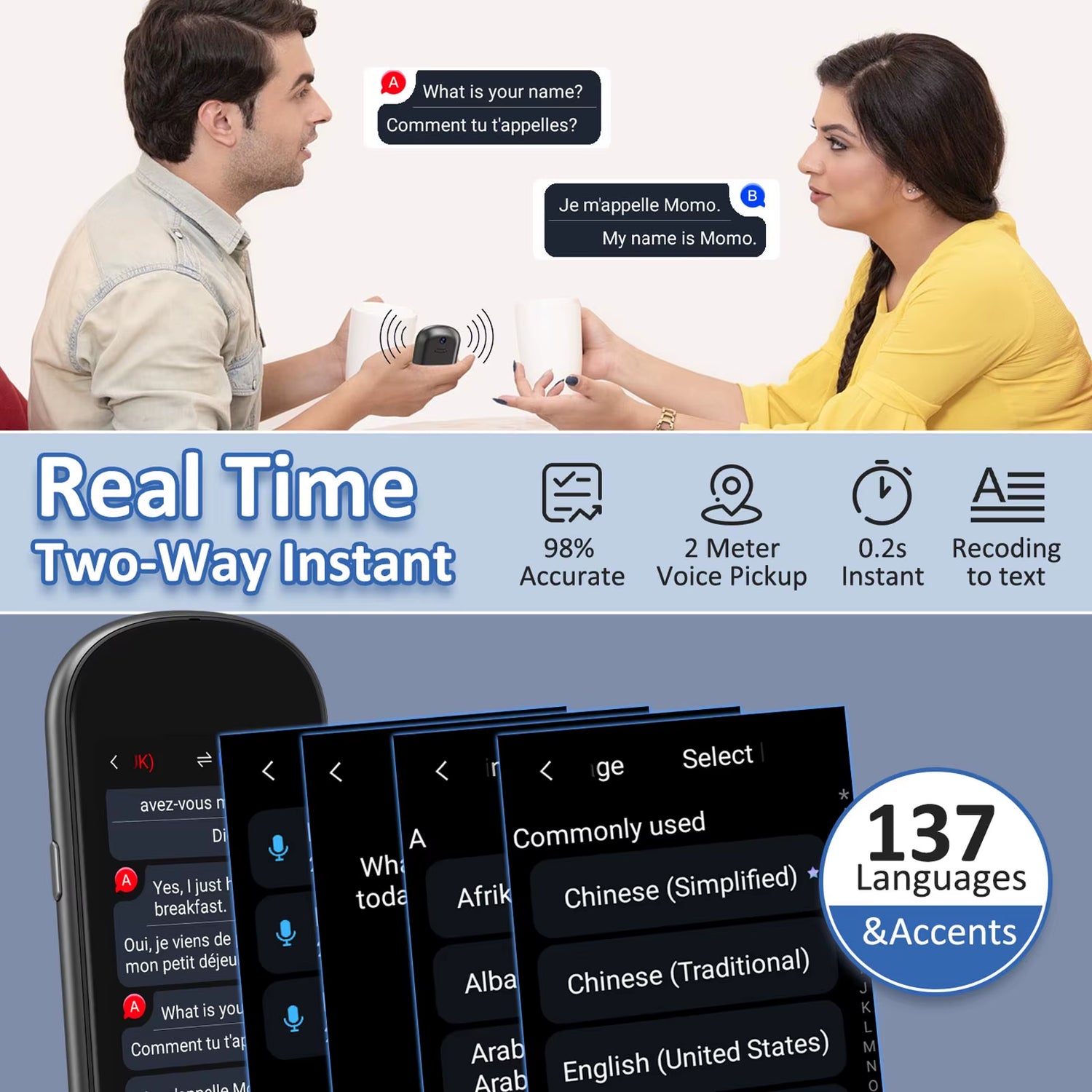 Z2 Instant AI Voice Translator - Advanced 3.1-Inch Touch Screen Device for Real-Time Translation, Recording, and Photo Capabilities Ideal for Travel, Learning, and Professional Meetings