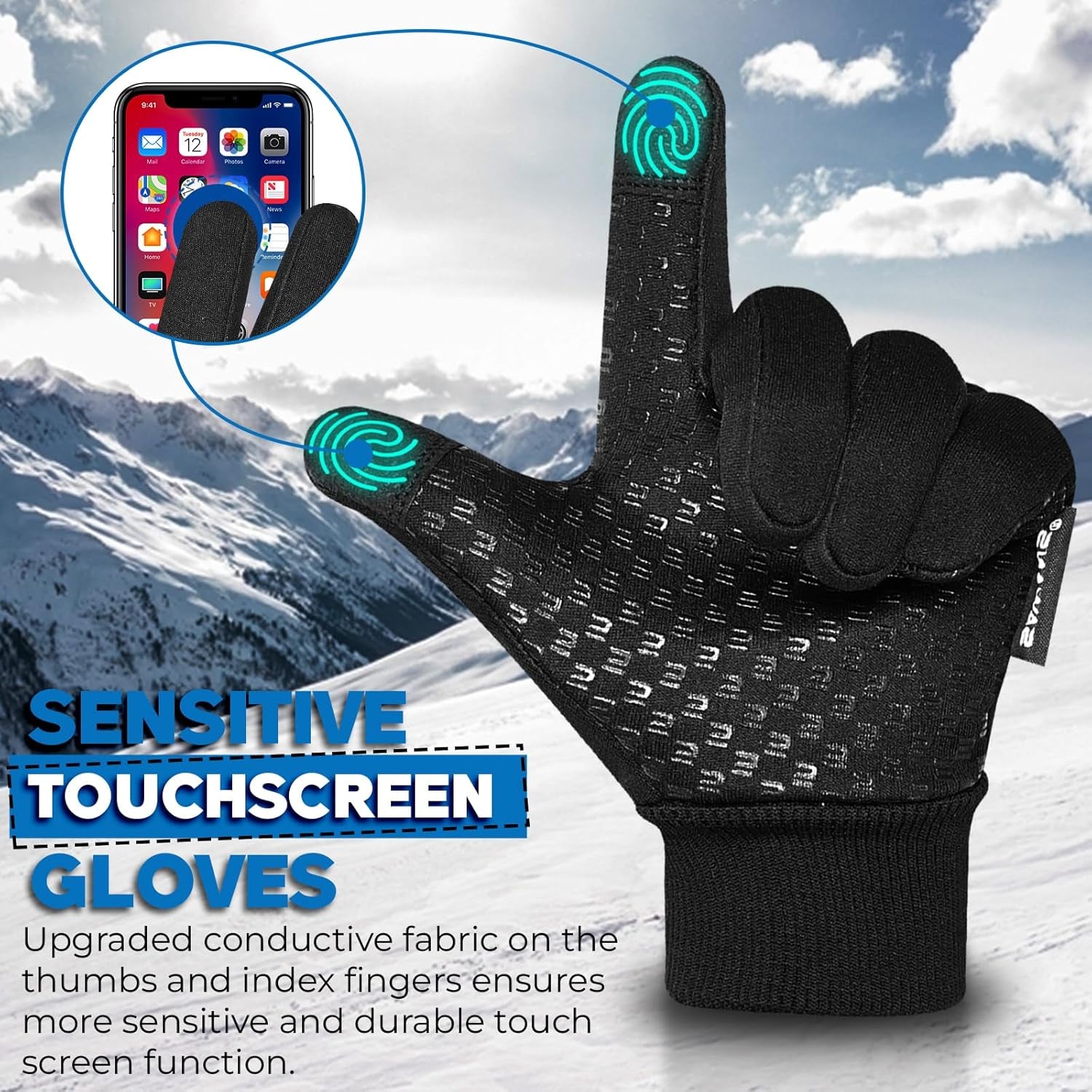 Kids Warm Winter Gloves Running Cycling Gloves Touch Screen Thermal Children Mittens Windproof Outdoor Anti-Slip Riding Sports Gloves Football Walking Ski for Boys Girls