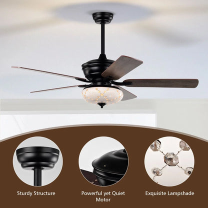 Ceiling Fan with Integrated Lighting and Remote Control for Bedrooms and Living Rooms