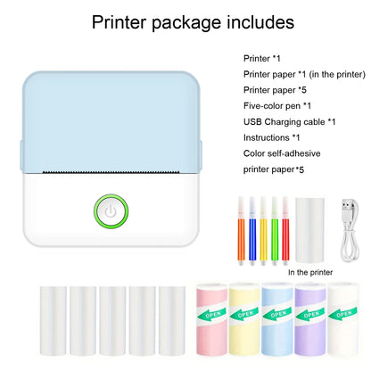 Compact Inkless Sticker Printer - Portable Thermal Printer for Photos, Journals, and Memos