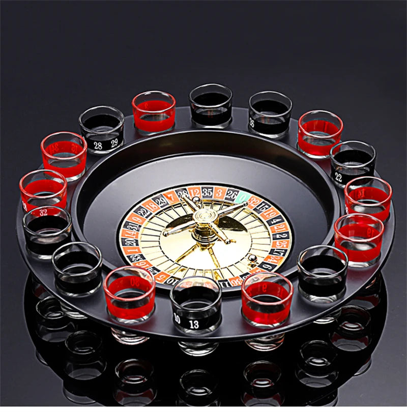 Drinking Roulette Set with 16 Hole Cups, Party Tools, Bar Accessories, Black, White, Russian, Drinking Accessories