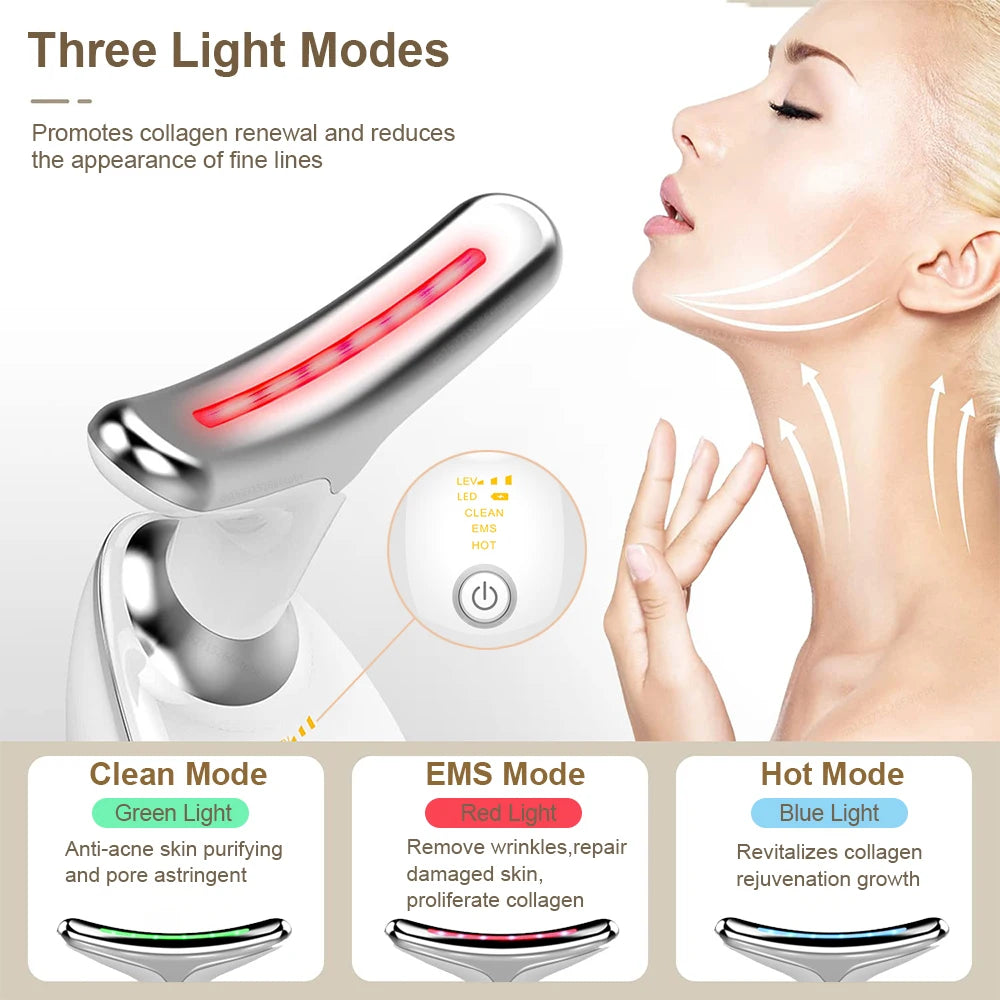 EMS Facial Massager with Red Light Therapy for Anti-Aging, Skin Tightening, and Neck and Face Lifting