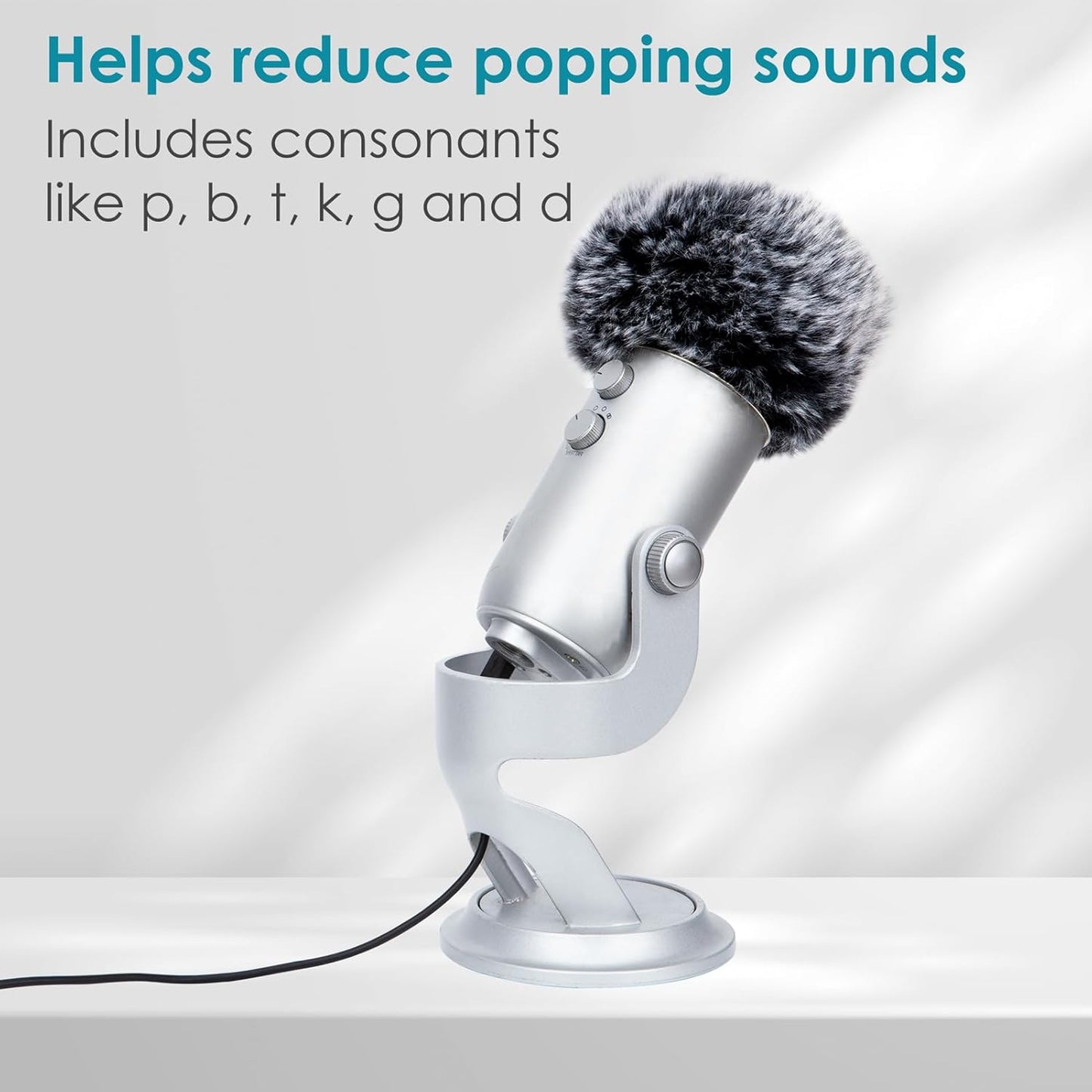 Anti-Pop Foam Filter in Windshield Fur for Blue Yeti Microphone, Blue Yeti Pro Micro anti Wind Cap (2 Packs)