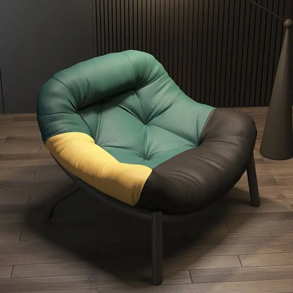 Lazy Cowhide High Rebound Sofa Chair Single Person Light Luxury Lazy Sofa Chair Italian Minimalist Living Room Leisure Chair