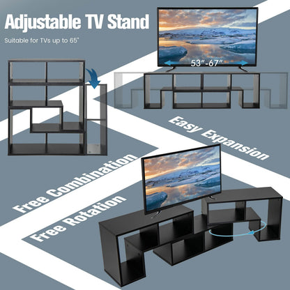 Stylish and Versatile Convertible TV Stand Set - Accommodates Screens up to 65 Inches