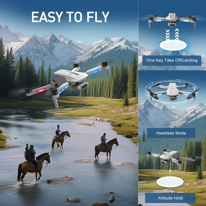 F8 GPS Drone with Dual Camera for Beginners, RC Quadcopter Foldable Drones with Brushless Motor, Intelligent Follow Mode, Headless Mode,3-Speed Modes, Aircrafts Toys Gifts for Kids and Adults
