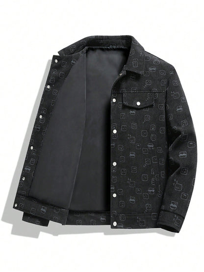 Men'S All over Print Buttoned Cardigan Jacket