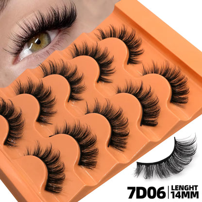 5 Pairs 8D Volume Fluffy False Eyelashes - Russian Strip Lash Extensions, Thick Soft Curly Makeup Lashes