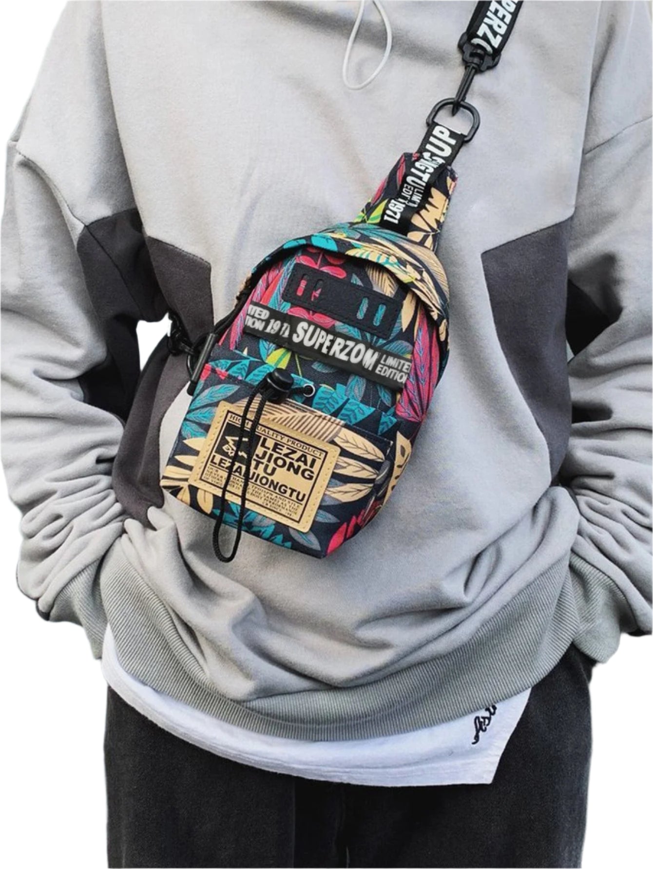 Mini Men Letter & Graphic Sling Bag Chest Bag Fanny Pack Crossbody Bag for Travel Work Sport Essentials Lightweight anti Theft Going Out with Adjustable Strap Fabric Cartoon Print Camouflage Leisure Print Thanksgiving Gifts Side Bag Hip Bag Holiday Essentials Summer Back to School the Sporty Life Summer Bag Spring Break Bag Pack Belt Bag Waist Bag School Supplies Purse Side Bags for Men Belts New Life Items for Students Men Essentials Purse Essentials Graduation