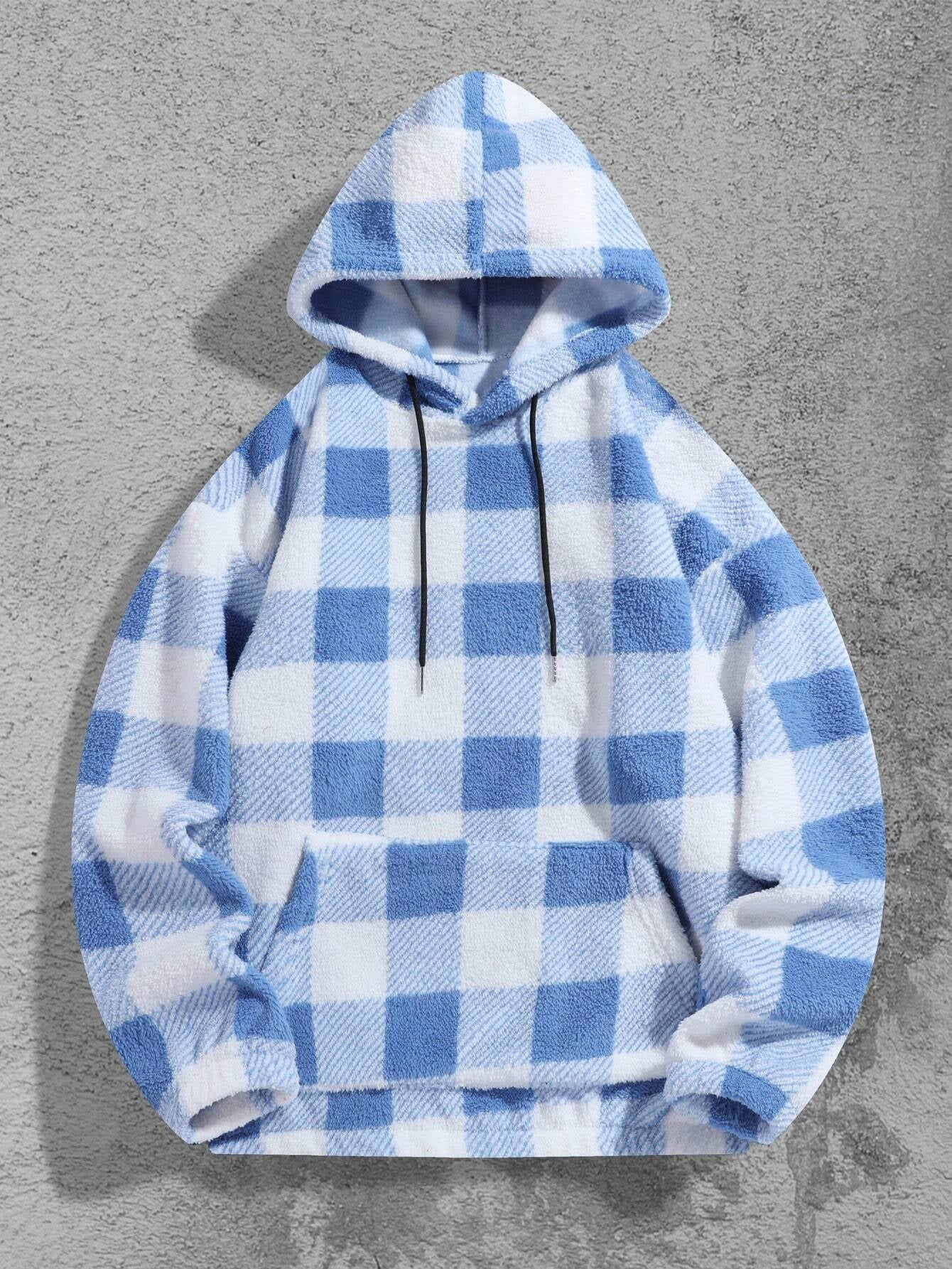 Men'S Totem Print Hooded Sherpa Fleece Sweatshirt