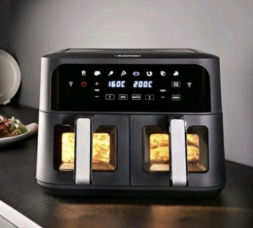 Blaupunkt Express Dual Digital Touchscreen Air Fryer Double Drawer 9L Oil-Free