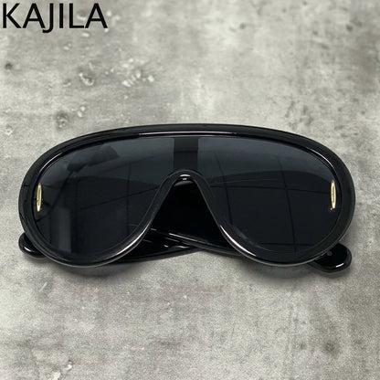 Oversized Wave Mask One-Piece Sunglasses Women Y2K Punk Sports Sun Glasses for Lady 2025 Luxury Brand Steampunk Eyewear Goggle