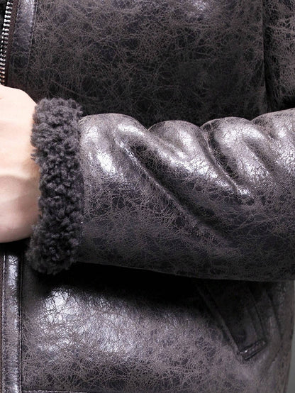 BONNY MAX 2-In-1 Men'S Faux Fur Jacket, Reversible Wool Blend Short Coat
