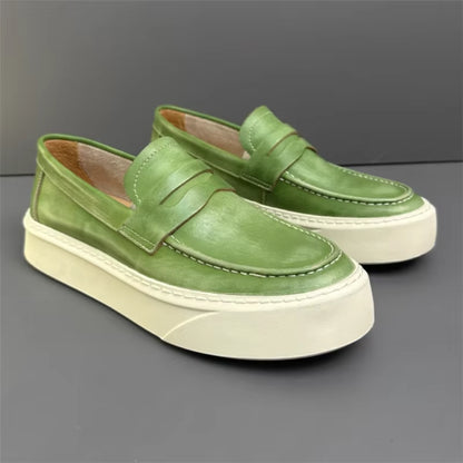 Genuine Leather Man Retro Loafers Fashion Men Board Casual Shoe