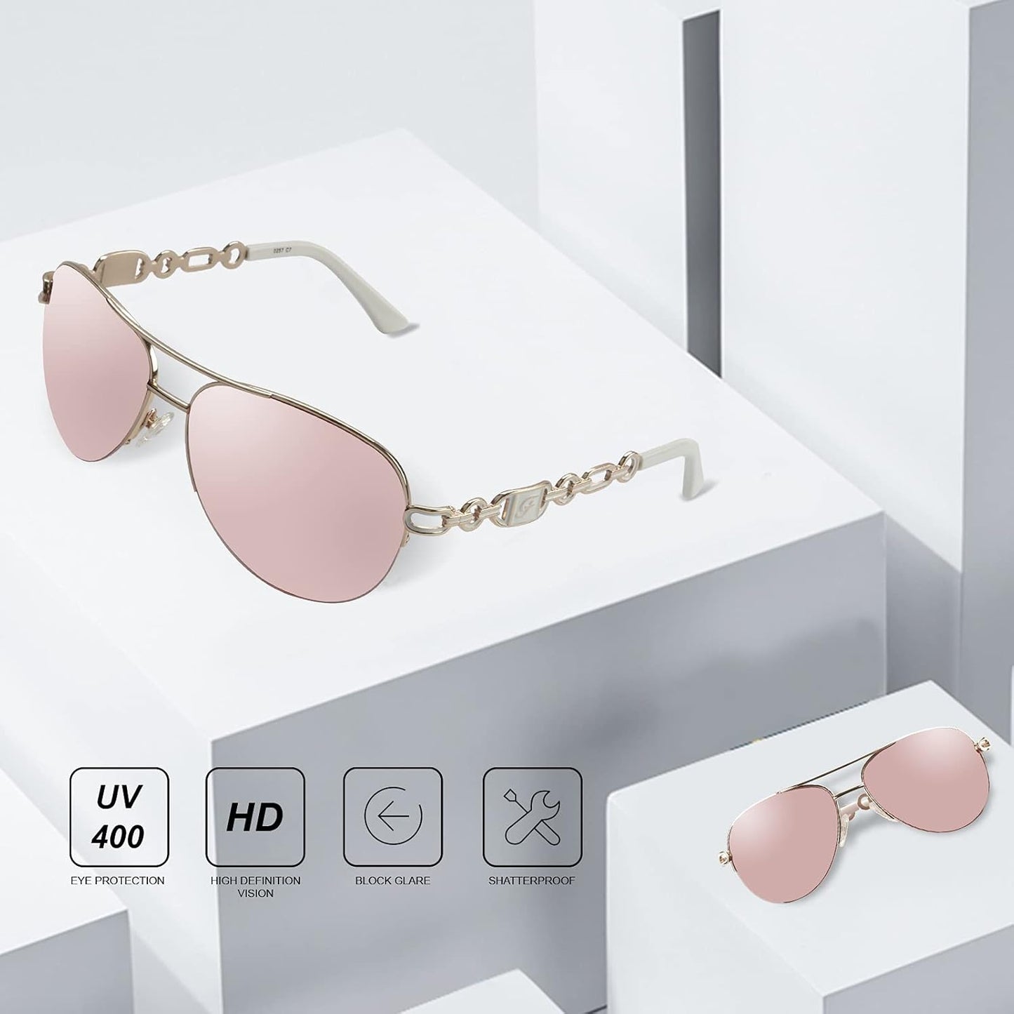 Mirrored Round Metal Frame Sunglasses for Men and Women with UV Protection