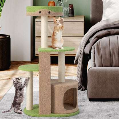 Multi-Level Cat Tree with Condo and Plush Perch - 111 cm