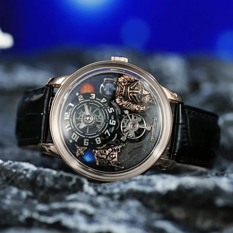 INDU Watch Men New Sace Series Unique Design Three-Dimensional Dial Arabic Numerals Luminous Sahire Mechanical Watch W2101B