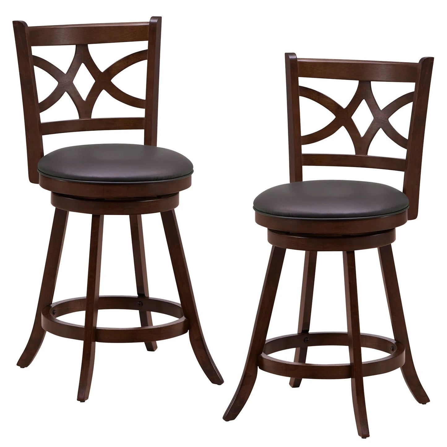 Swivel Counter Height Bar Stools with Backrest and Footrest - 61/74 cm