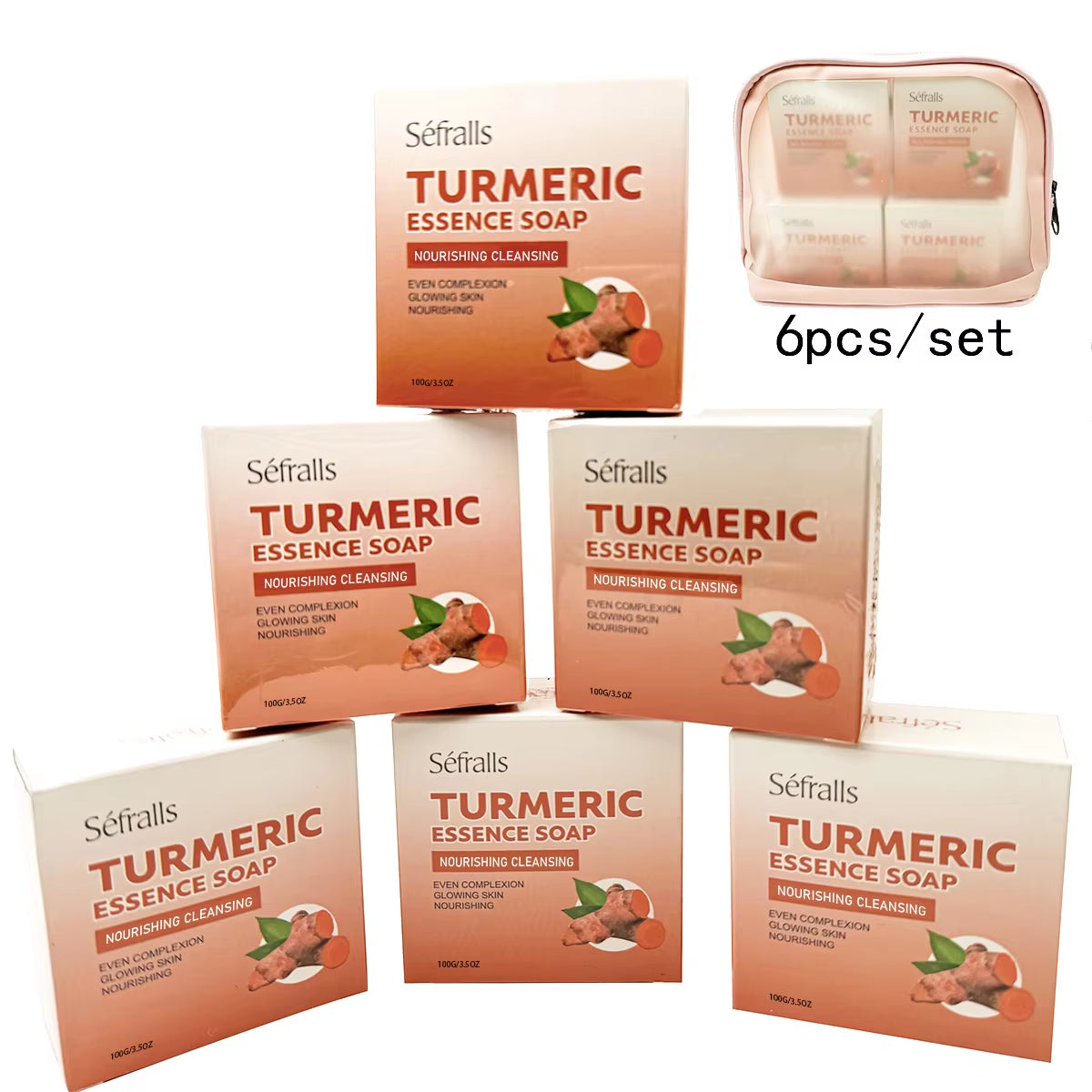Séfralls Handmade Turmeric Soap 100Gfade Dark Spotsgentle Cleansingmoisturisinganti-Aginganti-Acnebrighteningbrighteningskincare