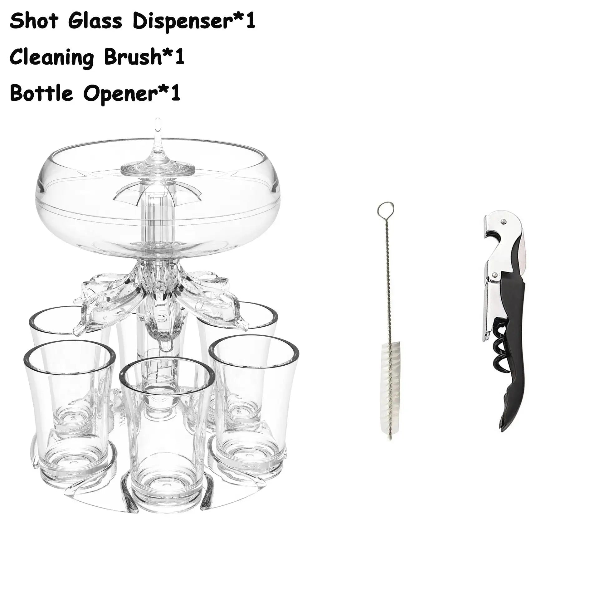 Adjustable Shot Glass Dispenser and Holder Made of Food Grade Plexiglass Shot Dispenser with 6 Drinking Glasses for Parties