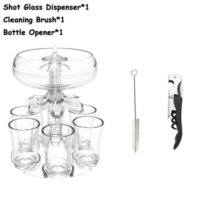 Adjustable Shot Glass Dispenser and Holder Made of Food Grade Plexiglass Shot Dispenser with 6 Drinking Glasses for Parties