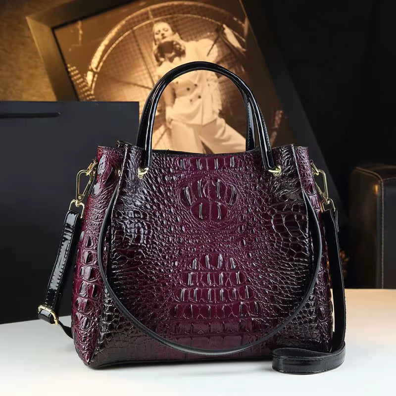2025 Women Handbags New Tote Bag Fashion Crocodile Print Bucket Bag Retro Shoulder Messenger Bags Trend
