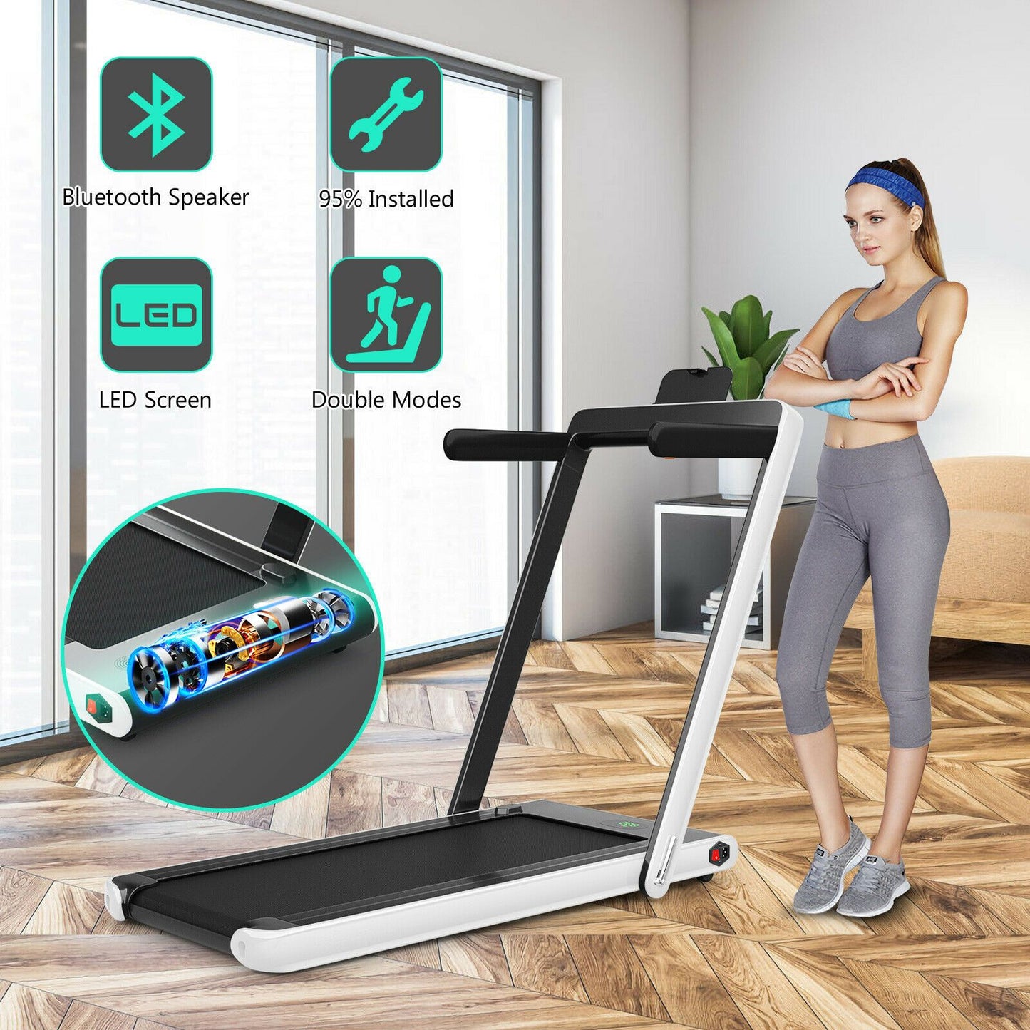 Folding Electric Treadmill with Bluetooth Connectivity (1-12 KPH)