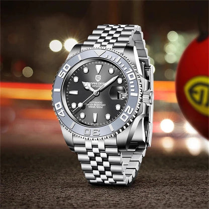 2023  New Luxury Men Mechanical Wristwatch Stainless Steel Sapphire Automatic Watch 100M Waterproof Clock