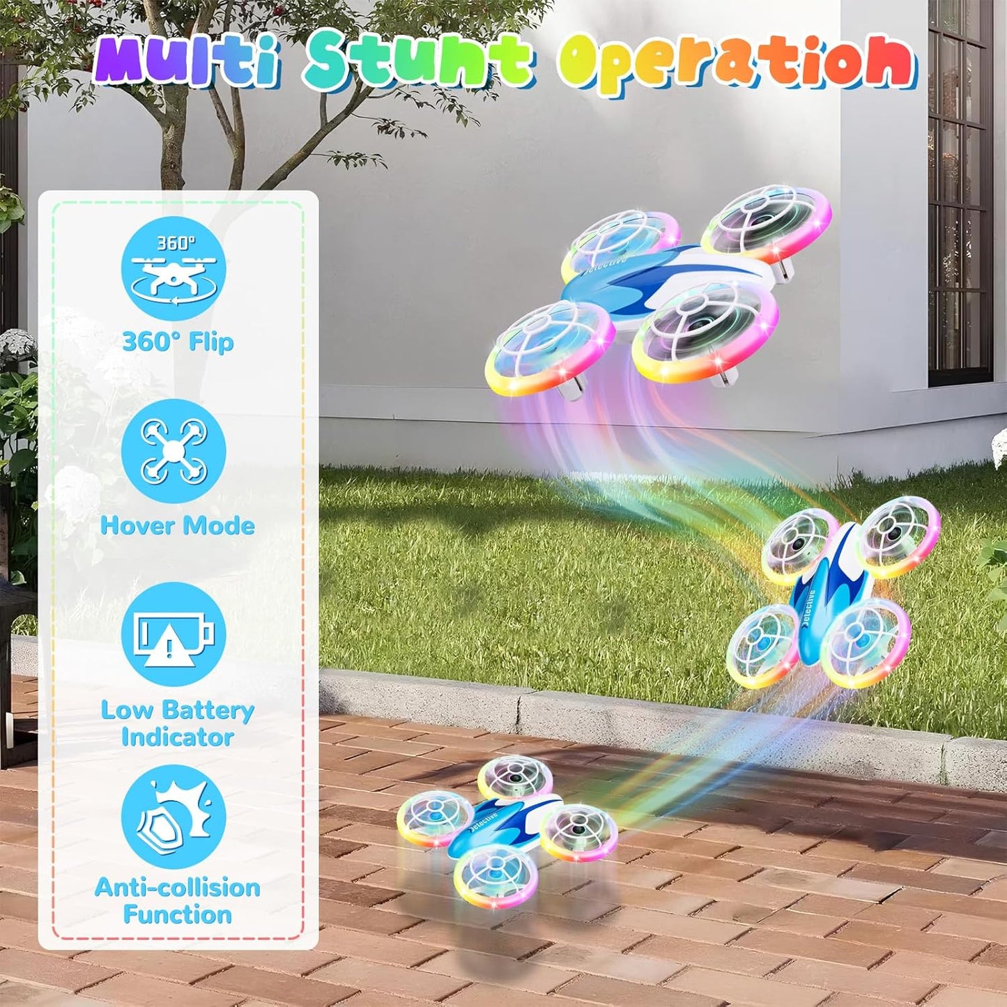 Mini Drone for Kids for Beginner, Kids Drone with LED Light, Altitude Hold, 3D Flip, Headless Mode, Hand Operated RC Quadcopter, Best Toy Gifts for Boys and Girls for Christmas