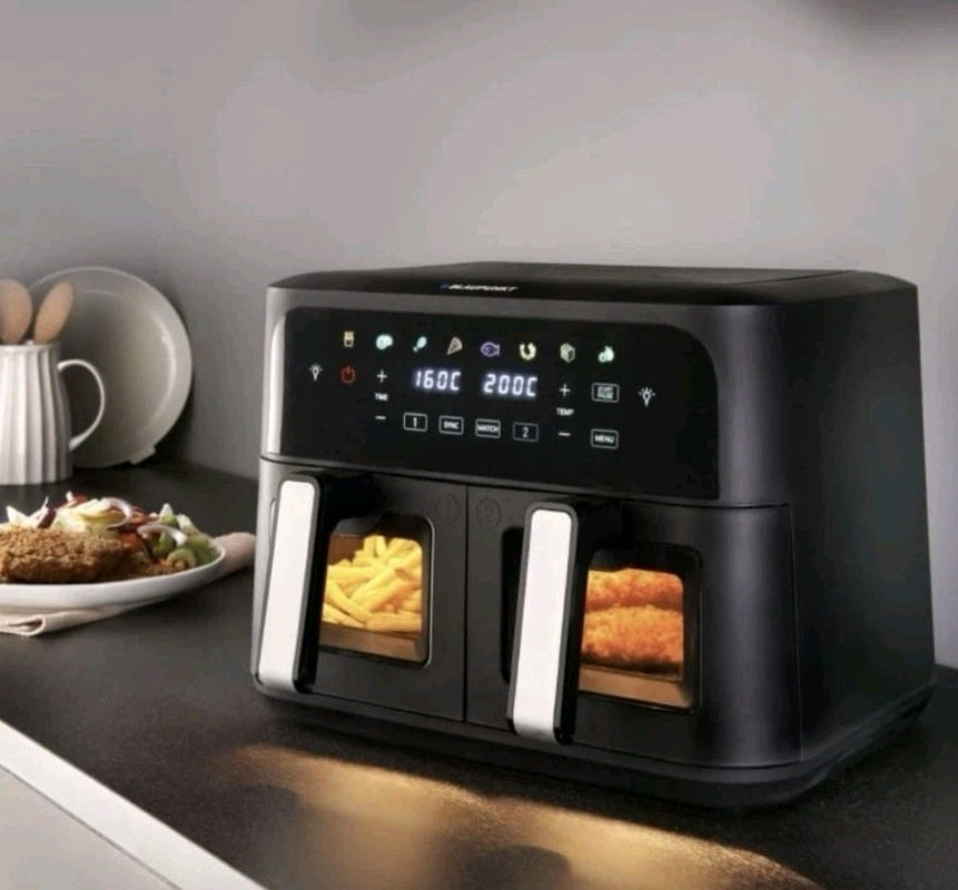 Blaupunkt Express Dual Digital Touchscreen Air Fryer Double Drawer 9L Oil-Free