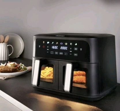 Blaupunkt Express Dual Digital Touchscreen Air Fryer Double Drawer 9L Oil-Free