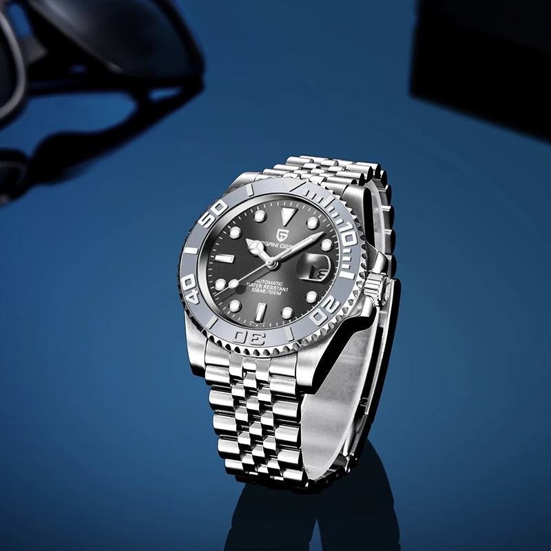 2023  New Luxury Men Mechanical Wristwatch Stainless Steel Sapphire Automatic Watch 100M Waterproof Clock