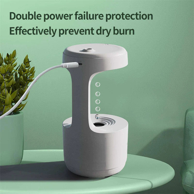 Bedroom Anti-Gravity Humidifier with Clock Water Drop Backflow Aroma Diffuser Large Capacity Office Bedroom Mute Heavy Fog Household Sprayer