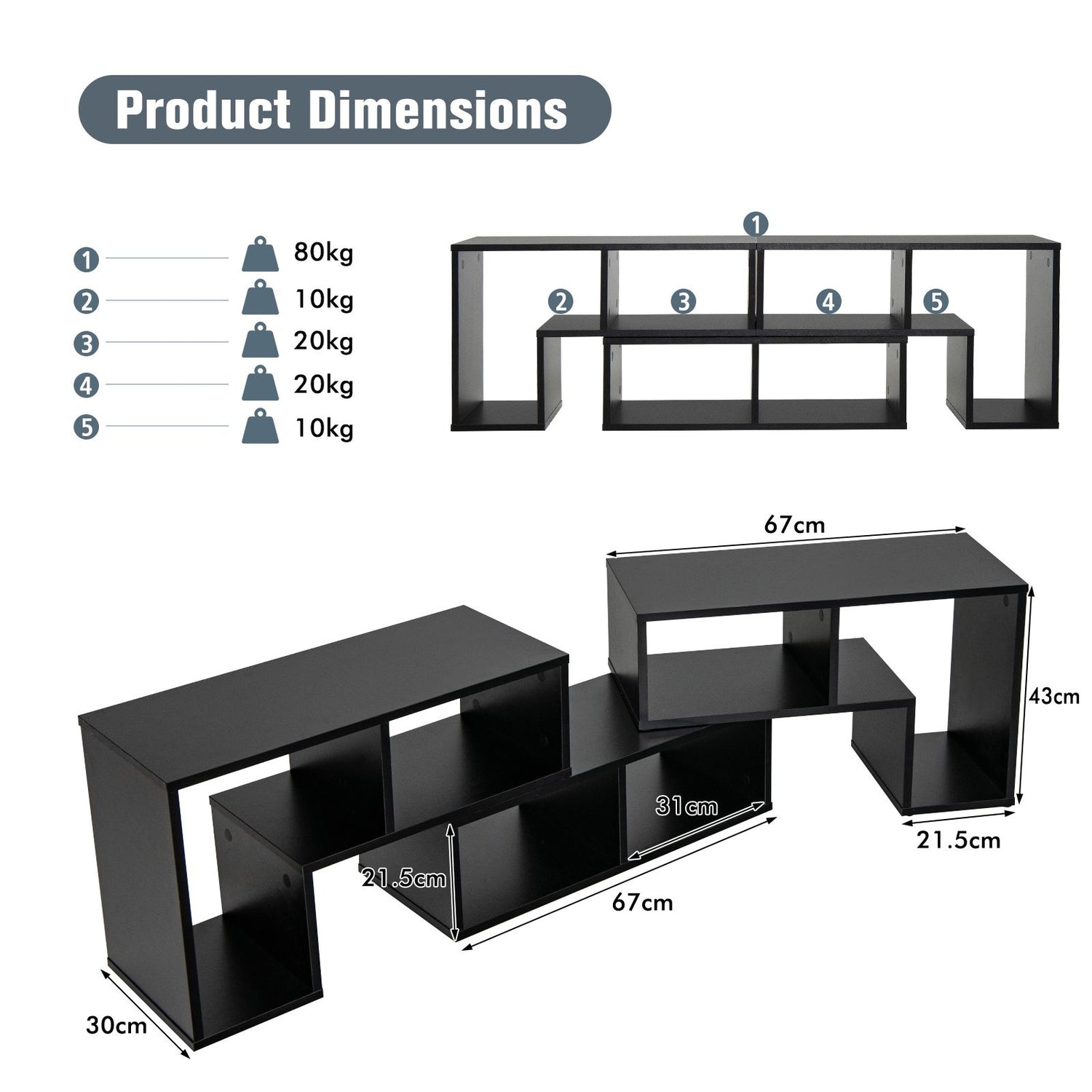 Stylish and Versatile Convertible TV Stand Set - Accommodates Screens up to 65 Inches