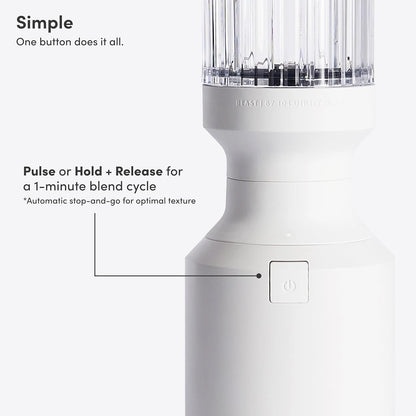 Mighty Blender 650, Personal Smoothie Maker, Kitchen Jug Blender Food Processor, Soup, with Drinking Lid, Portable Plastic Glass & Straws (Cloud White)