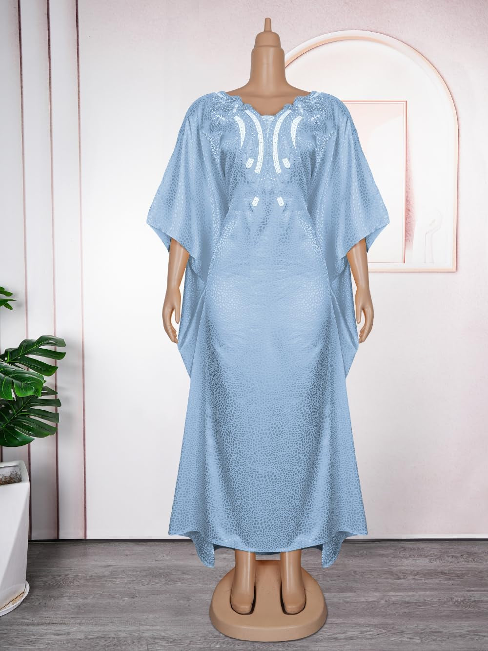 African Dresses for Women Fashion Beading Rhinestone Kaftan Maxi Dress