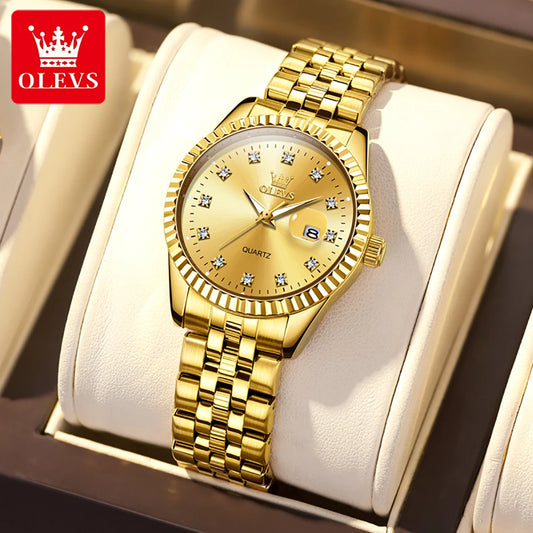 5526 Classic Luxury Women'S Quartz Wristwatch Stainless Steel Waterproof Auto Date Diamond Scale Original Women'S Watches