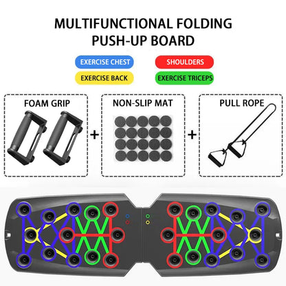 Adjustable Multi-Functional Folding Push-Up Board for Comprehensive Chest, Abdomen, and Back Muscle Training