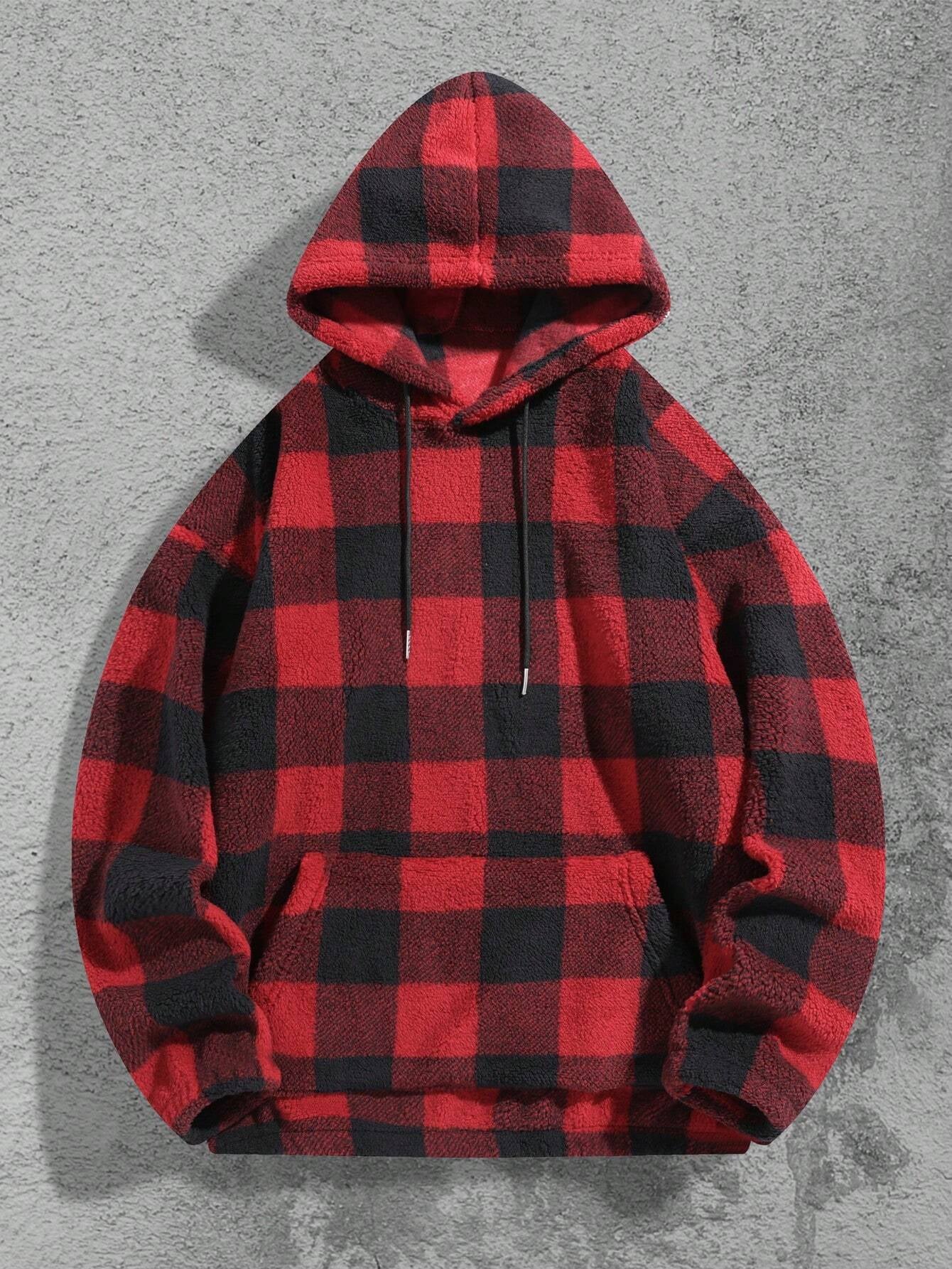 Men'S Totem Print Hooded Sherpa Fleece Sweatshirt
