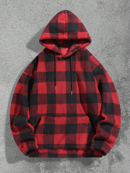 Men'S Totem Print Hooded Sherpa Fleece Sweatshirt