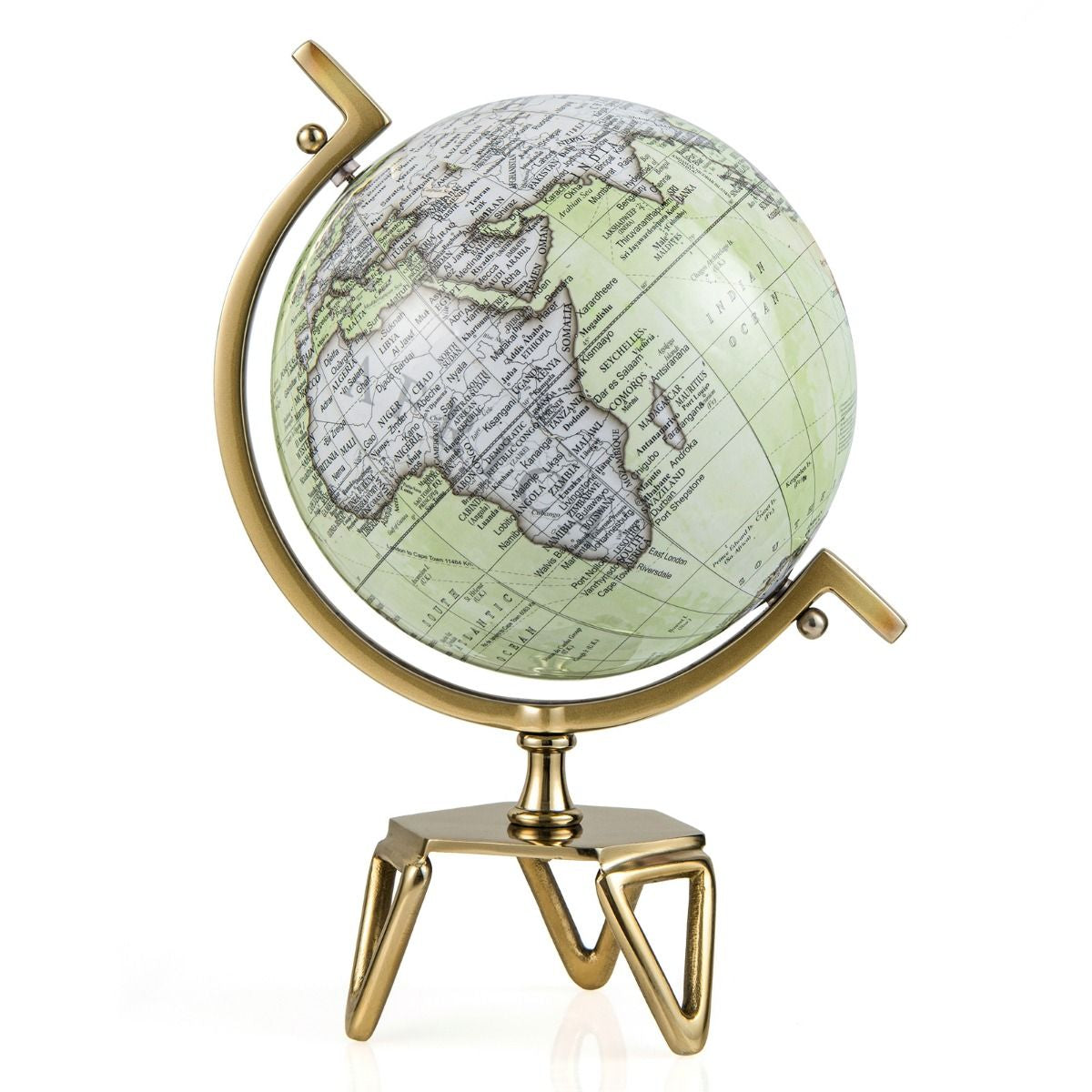 Elegant Interactive Educational Globe with Triangular Metal Stand and Realistic Meridian