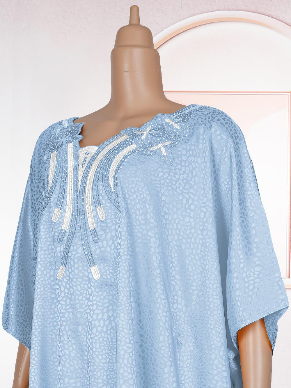 African Dresses for Women Fashion Beading Rhinestone Kaftan Maxi Dress