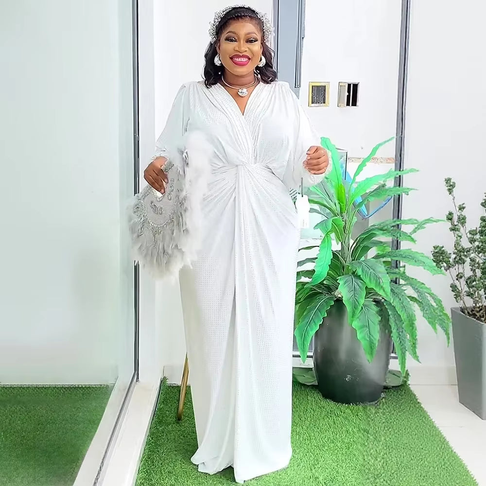 Plus Size Elegant African Dresses for Women Fashion Africa Clothing Turkey Wedding Party Gown Ankara Dashiki Robe Kaftan 2025