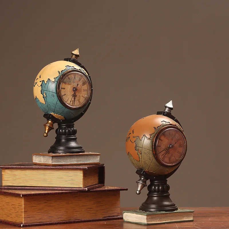 American Retro Decoration Globe Living Room TV Cabinet Foyer Stand Clock Office Decoration Desktop Decoration
