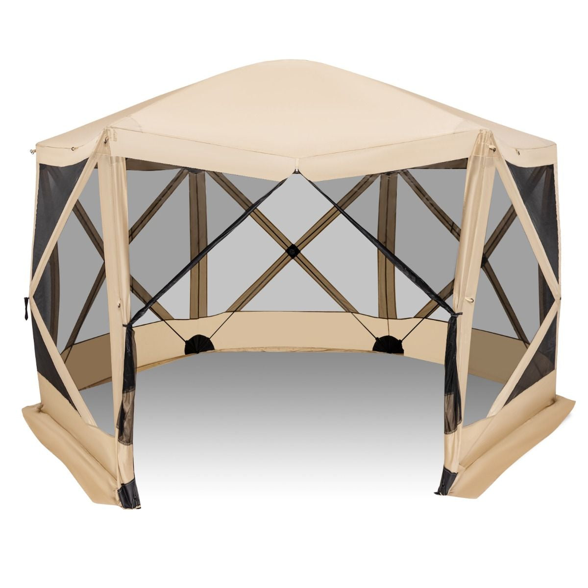 6-Sided Instant Setup Camping Gazebo with Portable Carrying Bag